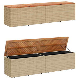 Gartentruhe Beige 220 cm Poly Rattan