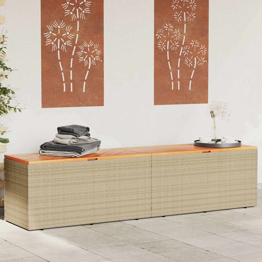 Gartentruhe Beige 220 cm Poly Rattan
