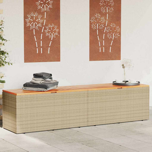 Gartentruhe Beige 220 cm Poly Rattan