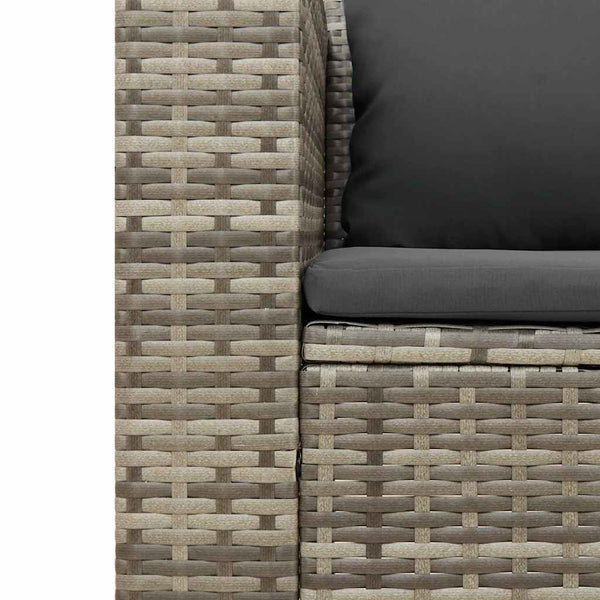 5-tlg. Garten Sofagarnitur Grau Poly Rattan Akazie
