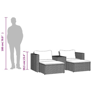 5-tlg. Garten Sofagarnitur Grau Poly Rattan Akazie