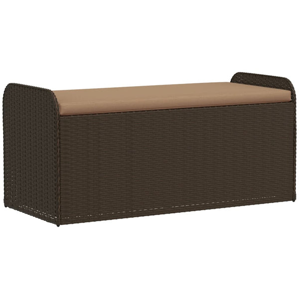 Sitzbank mit Stauraum Braun 115cm Poly Rattan