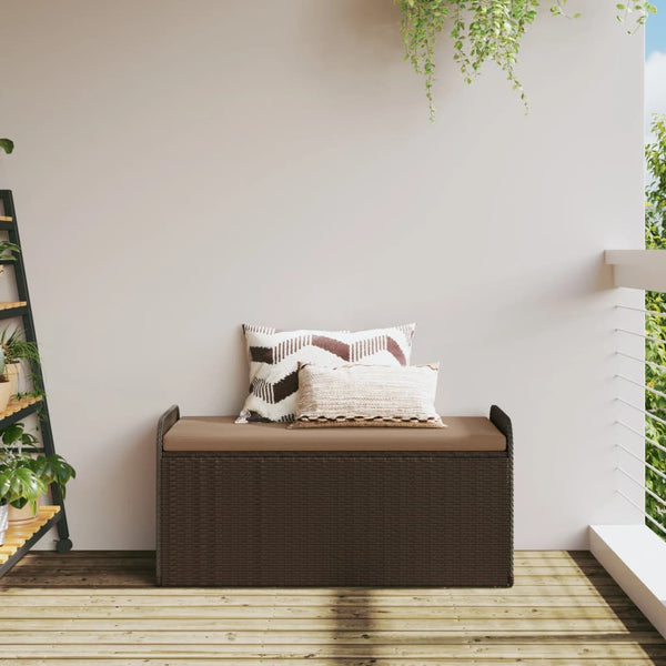Sitzbank mit Stauraum Braun 115cm Poly Rattan