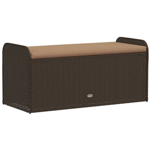 Sitzbank mit Stauraum Braun 115cm Poly Rattan