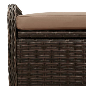 Sitzbank mit Stauraum Braun 115cm Poly Rattan