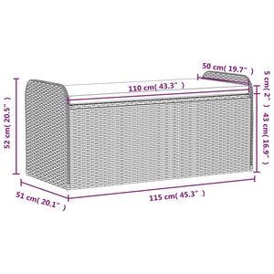 Sitzbank mit Stauraum Braun 115cm Poly Rattan