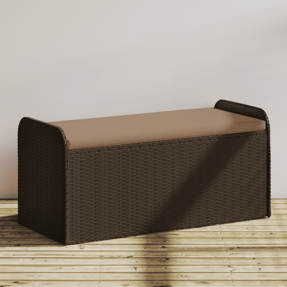 Sitzbank mit Stauraum Braun 115cm Poly Rattan