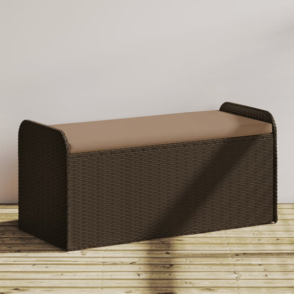 Sitzbank mit Stauraum Braun 115cm Poly Rattan