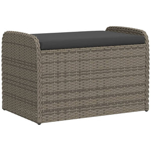 Sitzbank mit Stauraum Grau Poly Rattan