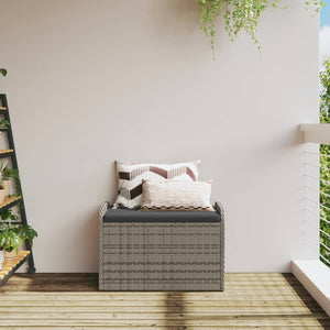 Sitzbank mit Stauraum Grau Poly Rattan