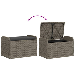 Sitzbank mit Stauraum Grau Poly Rattan