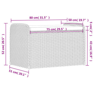 Sitzbank mit Stauraum Grau Poly Rattan