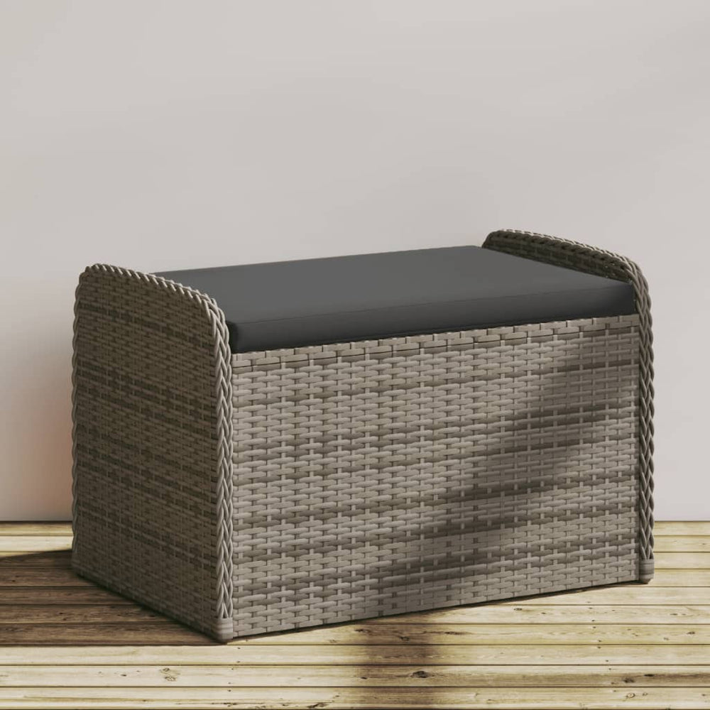 Sitzbank mit Stauraum Grau Poly Rattan