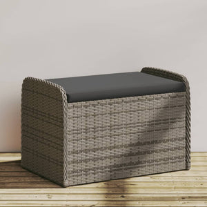 Sitzbank mit Stauraum Grau Poly Rattan