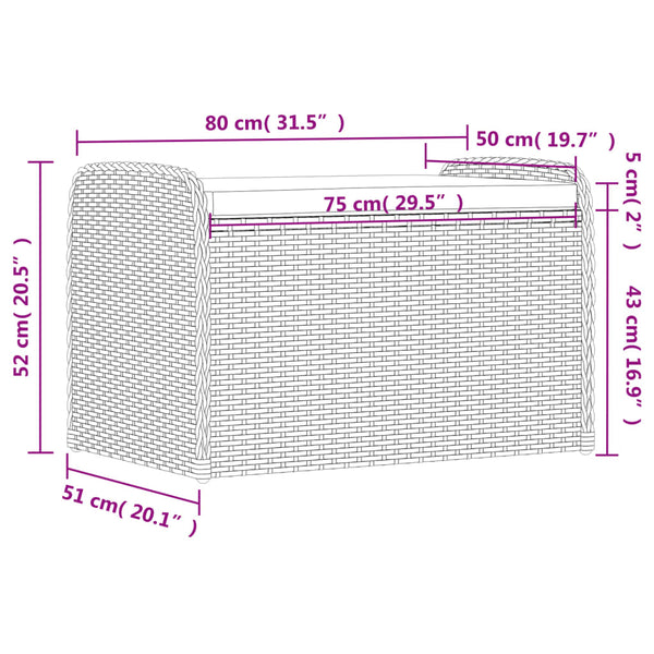 Sitzbank mit Stauraum Braun Poly Rattan