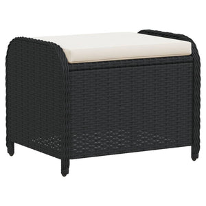 Gartenhocker Schwarz mit Kissen Poly Rattan