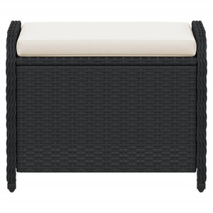 Gartenhocker Schwarz mit Kissen Poly Rattan