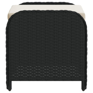 Gartenhocker Schwarz mit Kissen Poly Rattan