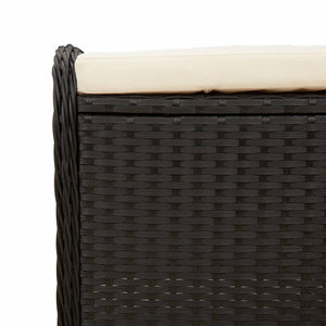 Gartenhocker Schwarz mit Kissen Poly Rattan