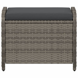 Gartenhocker Grau mit Kissen Poly Rattan