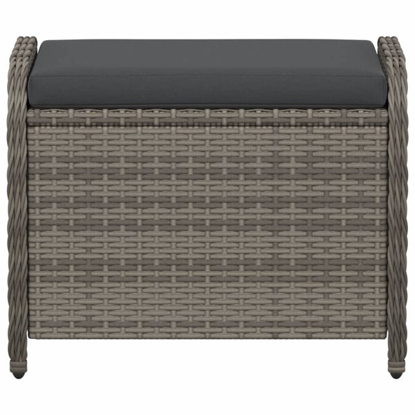 Gartenhocker Grau mit Kissen Poly Rattan