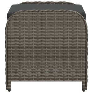 Gartenhocker Grau mit Kissen Poly Rattan