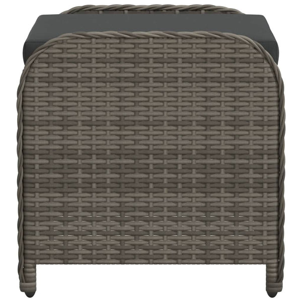 Gartenhocker Grau mit Kissen Poly Rattan