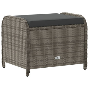 Gartenhocker Grau mit Kissen Poly Rattan