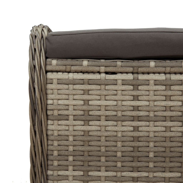 Gartenhocker Grau mit Kissen Poly Rattan