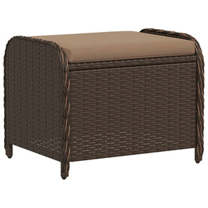 Gartenhocker Braun mit Kissen Poly Rattan