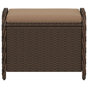 Gartenhocker Braun mit Kissen Poly Rattan