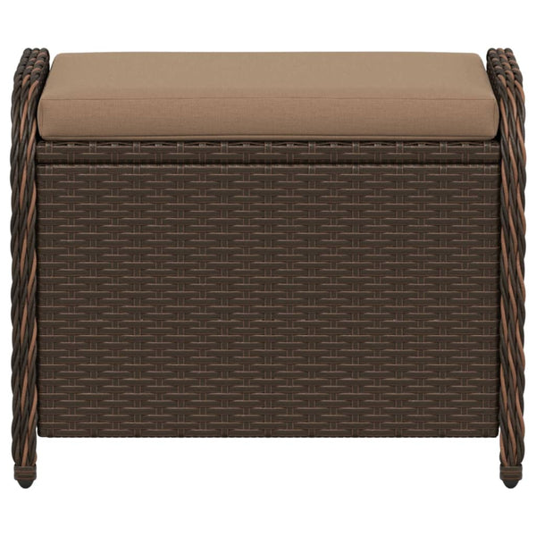 Gartenhocker Braun mit Kissen Poly Rattan