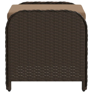 Gartenhocker Braun mit Kissen Poly Rattan