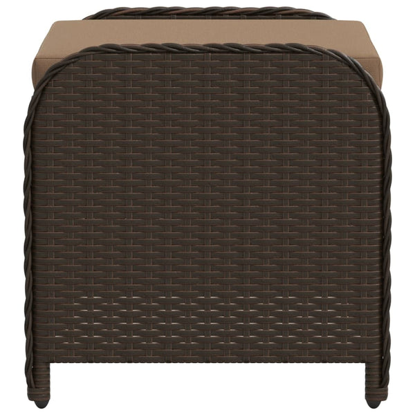 Gartenhocker Braun mit Kissen Poly Rattan