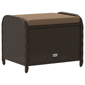 Gartenhocker Braun mit Kissen Poly Rattan