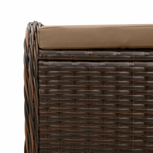 Gartenhocker Braun mit Kissen Poly Rattan