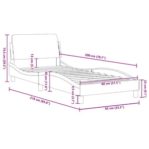 Bettgestell Dover Dunkelgrau 80x200 cm