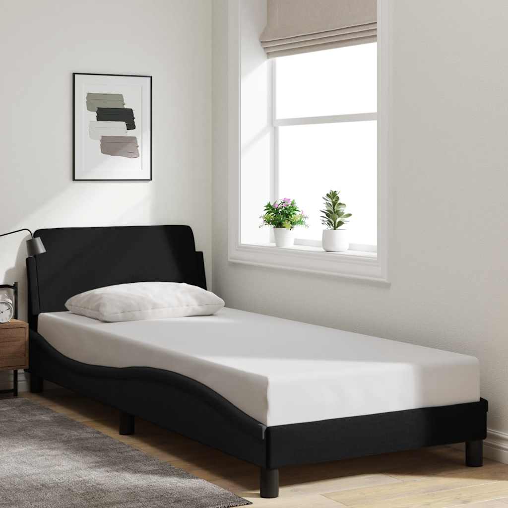 vidaXL Cadre de lit avec tête de lit "Dover" Noir 80x200 cm Tissu