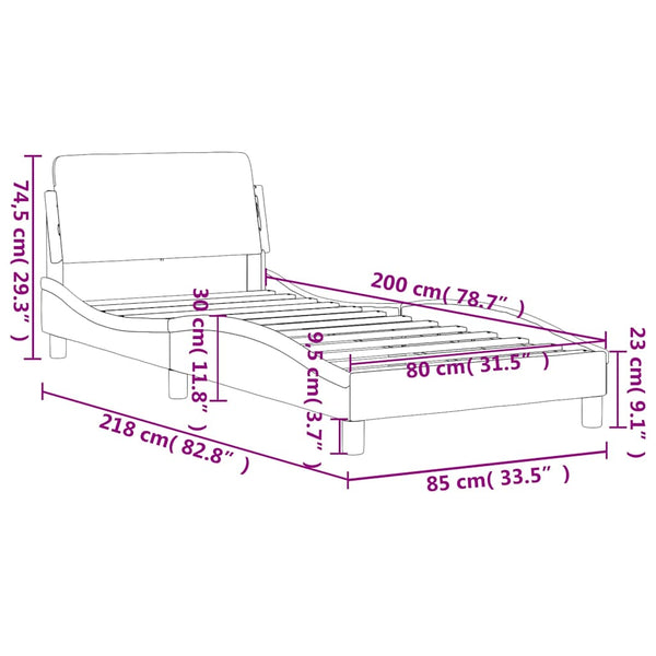 vidaXL Cadre de lit "Dover" Gris clair 80x200 cm Velours