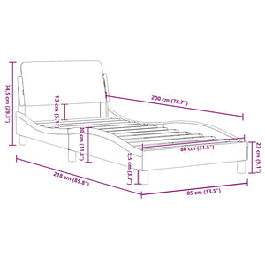 Bettgestell Schwarz Samt 80x200 cm