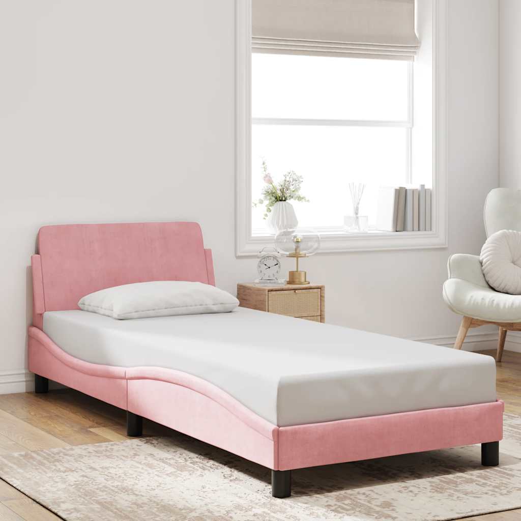 vidaXL Cadre de lit avec tête de lit "Dover" Rose 80x200 cm Velours