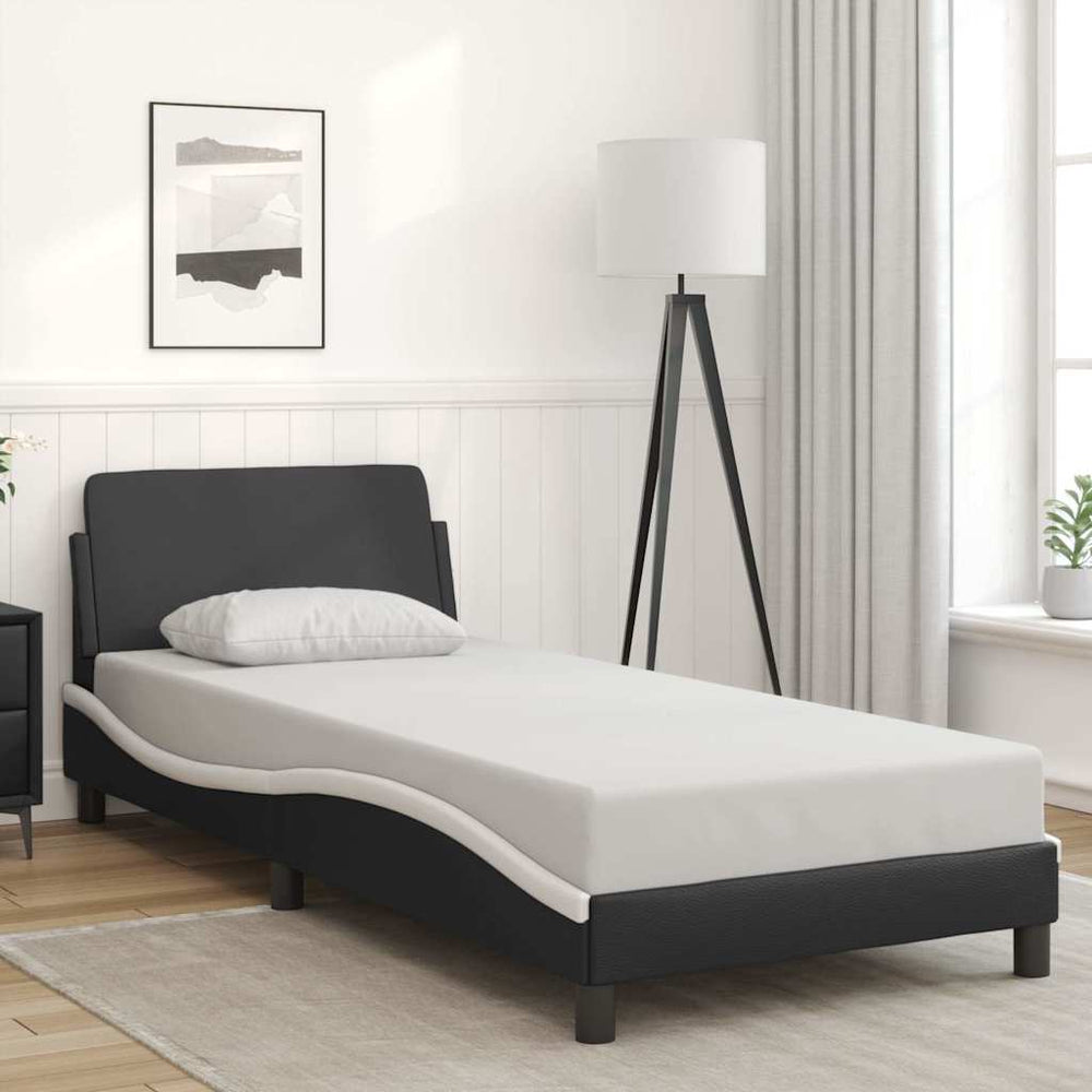 Bettgestell Dover 80x200 cm Kunstleder Schwarz/Weiß