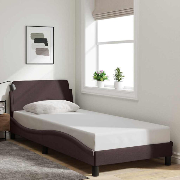 vidaXL Cadre de lit « Dover » marron foncé 90x190 cm tissu