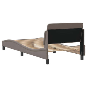 Bettgestell Taupe 90x190 cm mit Kopfteil