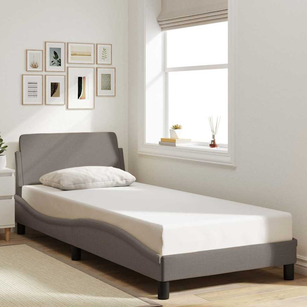 vidaXL Bed Frame with Headboard "Dover" Taupe 90x190 cm Fabric