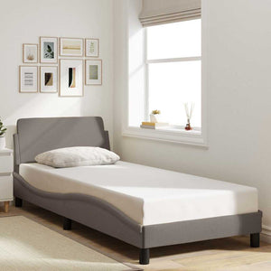 Bettgestell Taupe 90x190 cm mit Kopfteil