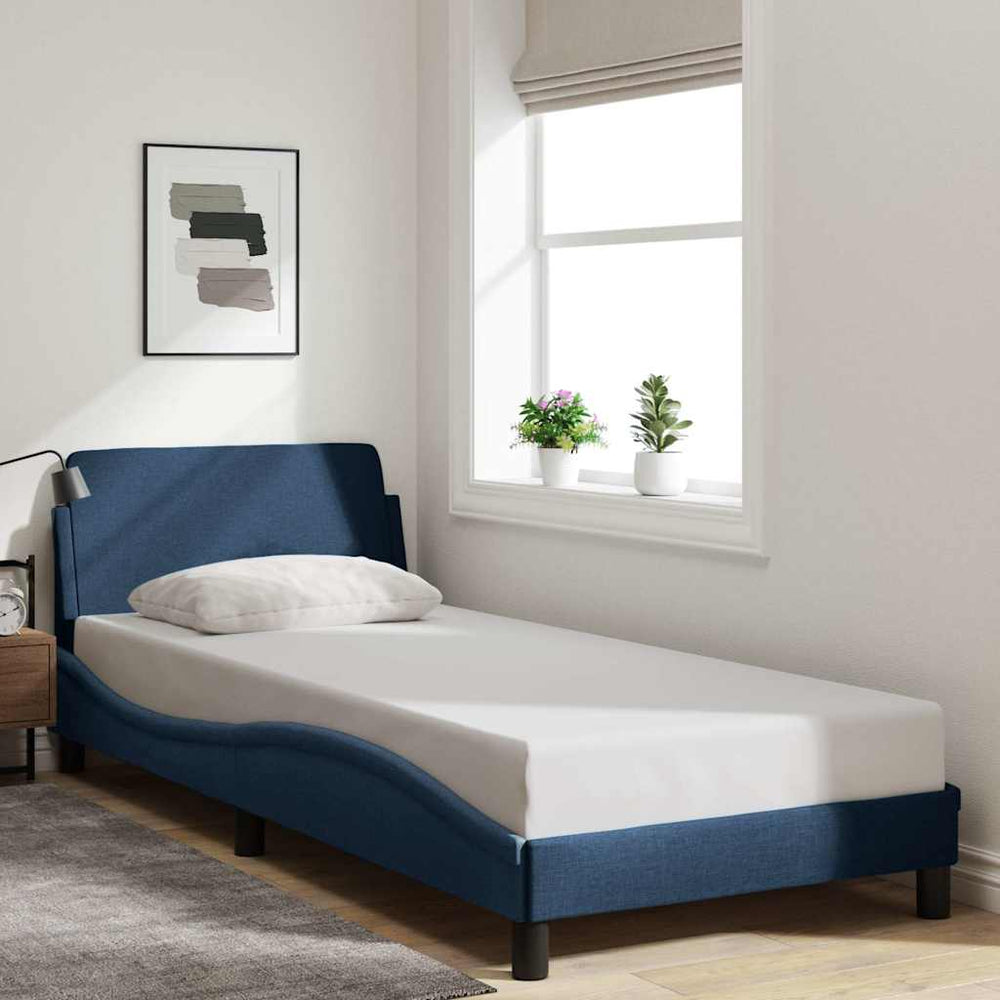Bettgestell mit Kopfteil Blau 90x190 cm