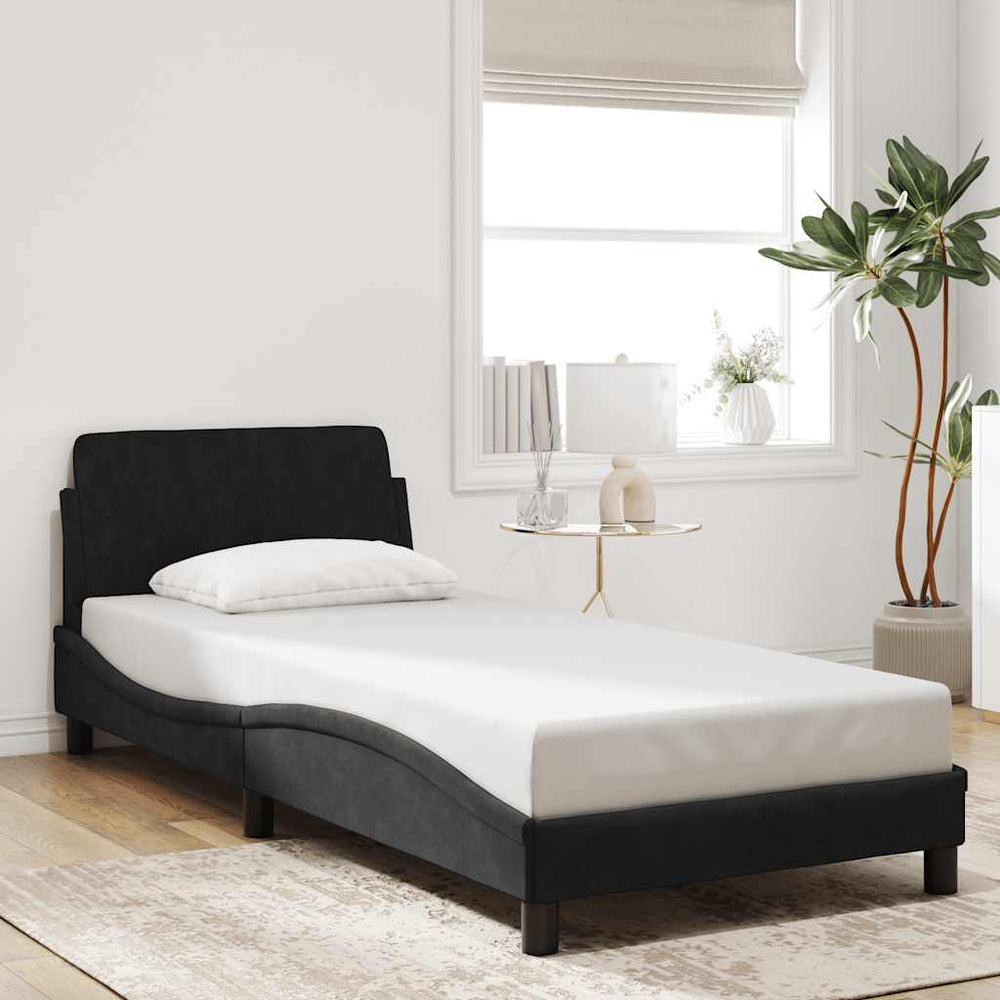 Bettgestell mit Kopfteil Dover Schwarz 90x190 cm Samt