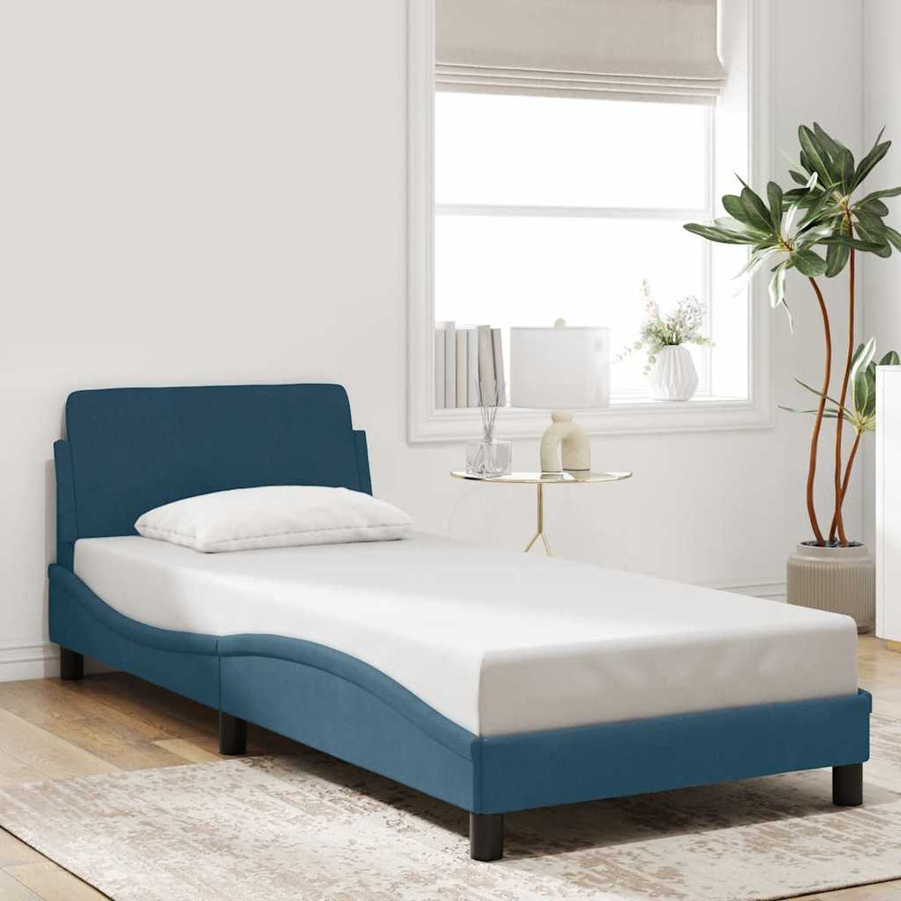 Bettgestell Blau Samt 90x190 cm