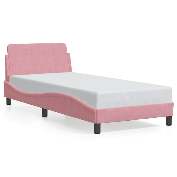 vidaXL Cadre de lit avec tête de lit "Dover" rose 90x190 cm velours